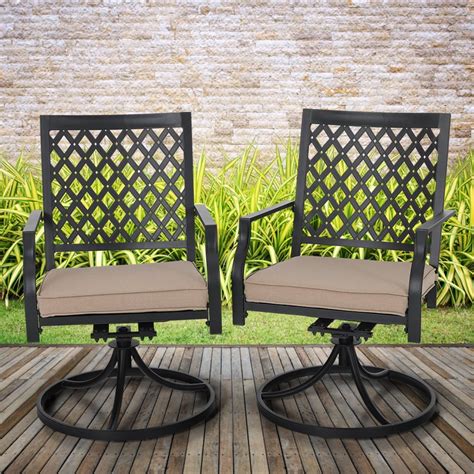 MF Studio Outdoor Metal Swivel Chairs Set of 2 Patio Dining Rocker Chair with Cushion Furniture ...