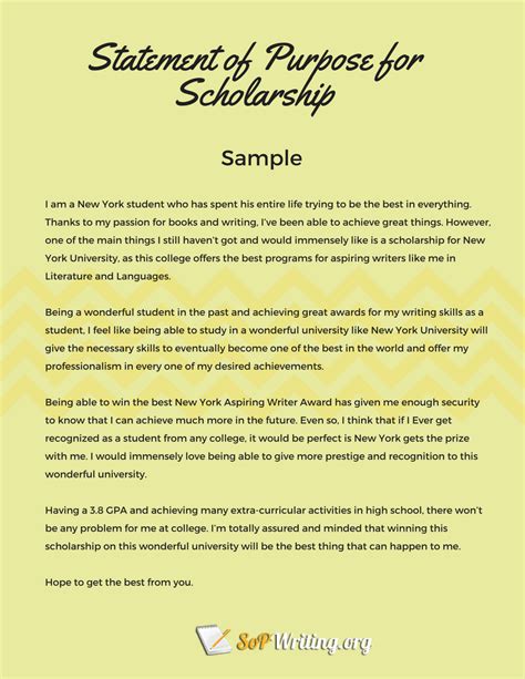Master Degree Sample Personal Statement Sample For Scholarship | PDF Template