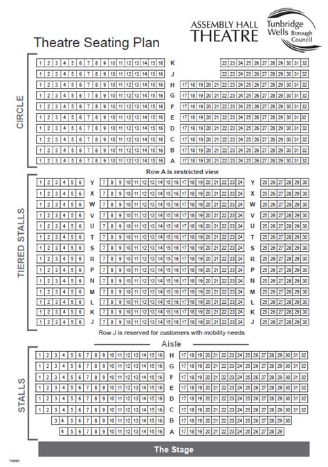 Assembly Hall Theatre, Tunbridge Wells | Seating Plan, view the seating chart for the Assembly ...