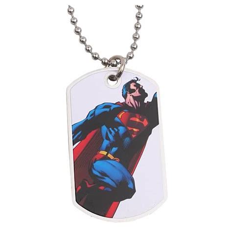 Superman Flying White Dog Tag Necklace - Entertainment Earth