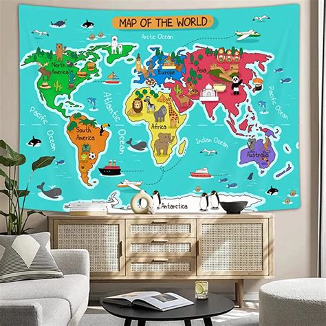 World Map, Kids Room Wall Art, Kids Gift Idea, Travel World Map, Gift for Boys, Geography for ...