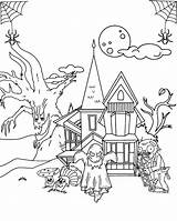 Haunted House coloring Page sketch template