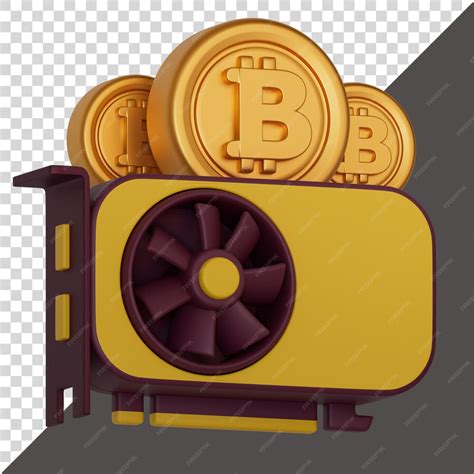 Premium PSD | Bitcoin mining with graphics card 3d rendering