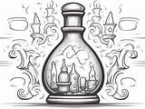 Intricate Potion Bottle Coloring  Page sketch template