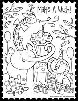 Make A Wish Animal Birthday Coloring Page  Lápices De Acuarela Hojas sketch template