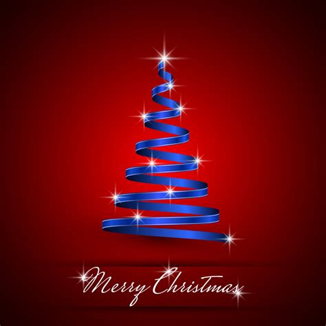 Blue Christmas ribbon tree on red background 35729653 Vector Art at ...