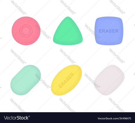 Erasers various shapes and colors with texture Vector Image