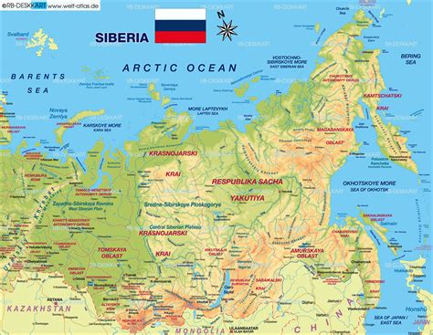 Map of Siberia (Russia) - Map in the Atlas of the World - World Atlas | Siberia map, Russia map, Map