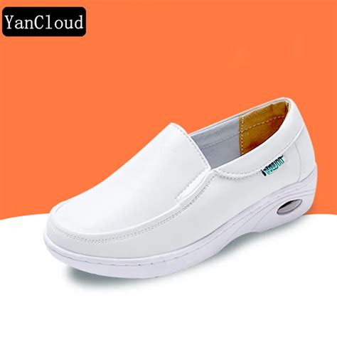 Air Cushion White Nurse Shoes Winter Flats 2019 Platform Sneakers Warm Moccasins with Fur Slip ...