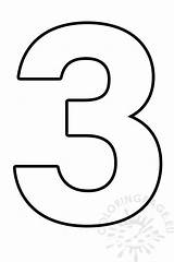Printable Number Three Outline  Coloring Page sketch template