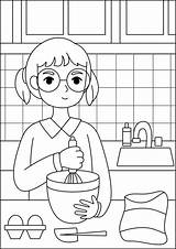 girl cooking coloring Page Activity For Kids 3481942 Vector Art At Vecteezy sketch template