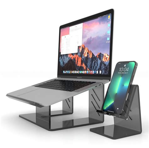 ACRYLIC LAPTOP STAND WITH PHONE STAND (GRAY) – vray designs