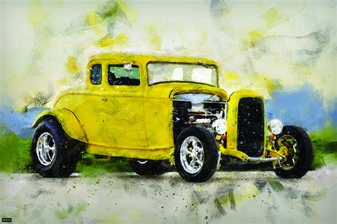 Classic American Hot Rod Car Retro Vintage Automobile Modern Art ...