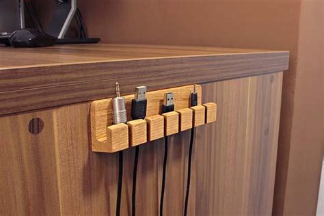 The Handmade Wooden Desk Cable Organizer | Gadgetsin