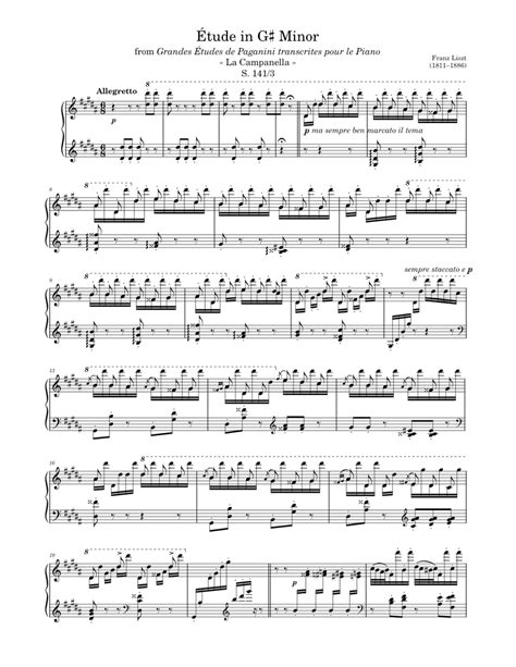 Étude in G♯ Minor, “La Campanella” S. 141/3 Sheet music for Piano (Solo) | Musescore.com