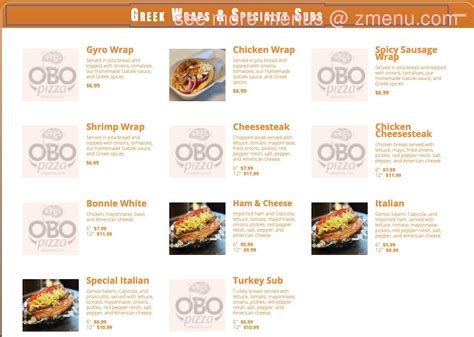 Online Menu of OBO Pizza Restaurant, Waldorf, Maryland, 20602 - Zmenu