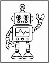 Retro robot coloring Page – Artofit sketch template