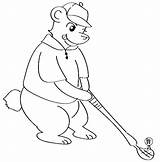 Bear Playing Golf Coloring Pages  Páginas Para sketch template
