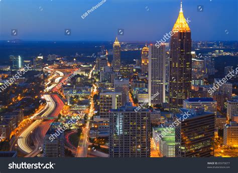 Aerial View Of The Skyline Of Downtown Atlanta, Georgia Stock Photo ...