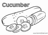 Coloring Cucumber Printable Pages Vegetable Cucumbers Kids Drawing  sketch template