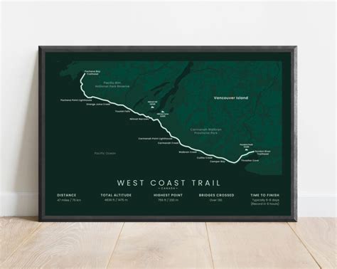 West Coast Trail (Canada, BC) Map Poster | TrailGoals