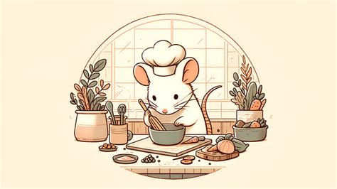 Mouse Chef Cooking Beige Desktop Wallpaper - Mouse Wallpaper