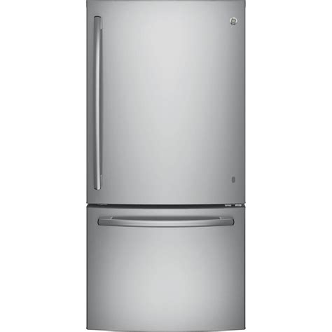 GE 24.8 cu. ft. Bottom Freezer Refrigerator in Stainless Steel, ENERGY ...