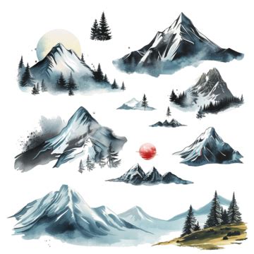 Aesthetic Mountain Nature Elements, Mountain, Aesthetic, Element PNG Transparent Image and ...
