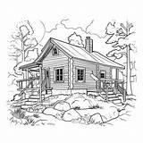 Cabin coloring page – Coloring Corner sketch template