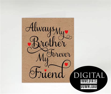 Brother Birthday Card,printable Card,instant Download, Birthday Card ...