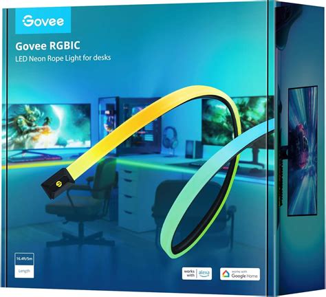 Govee RGBIC Gaming Lights, 5M Neon Rope Lights Soft Lighting for Gaming Desk, LED Strip Lights ...