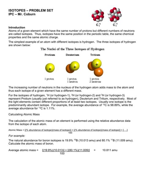 Isotopes Worksheet