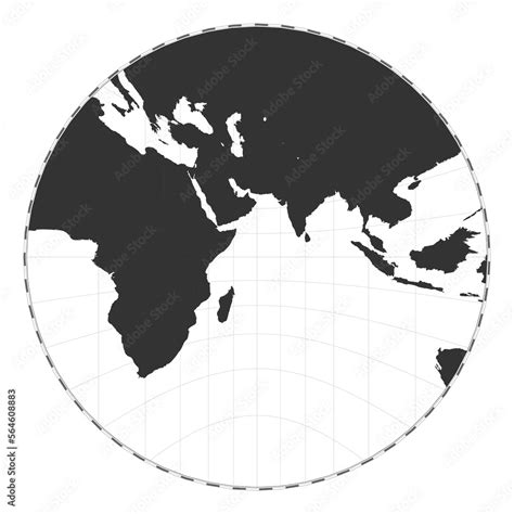 Vector world map. Gnomonic projection. Plain world geographical map with latitude and longitude ...