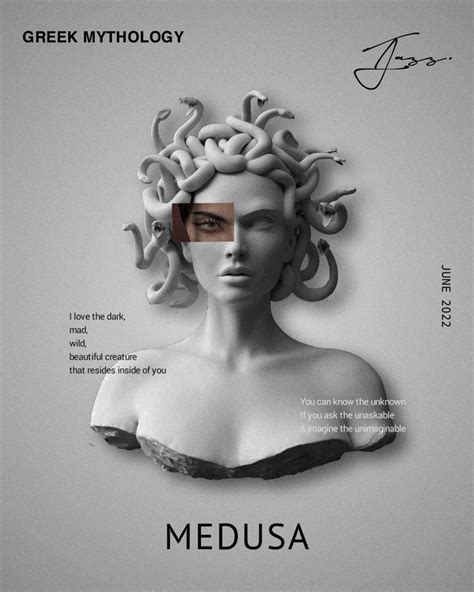 MEDUSA POSTER DESIGN | Minimalist poster design, Minimalist graphic design, Greek mythology statue