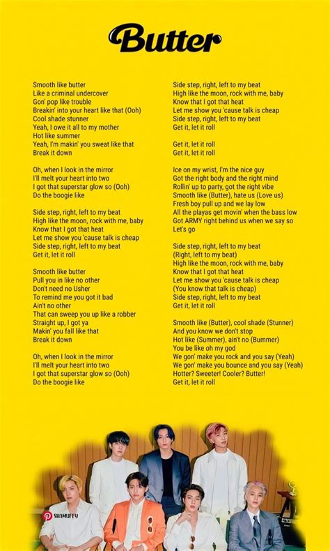 BTS Butter Lyrics in 2021 | Bts song lyrics, Bts wallpaper lyrics, Bts ...