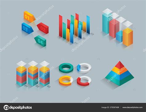 Collection Three Dimensional Graphs Charts Stock Vector Image by ...