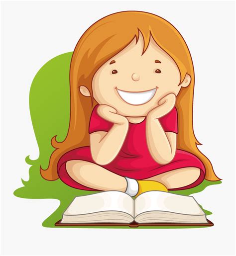 Clip Art Vector Graphics Book Girl Reading - Cartoon Girl Reading A Book , Free Transparent ...