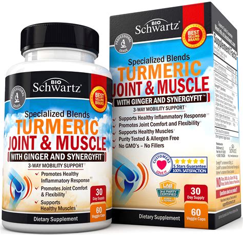 Turmeric Capsules with Ginger & Synergyfit Spice Blend- Supplement for Joint Comfort & Muscle ...