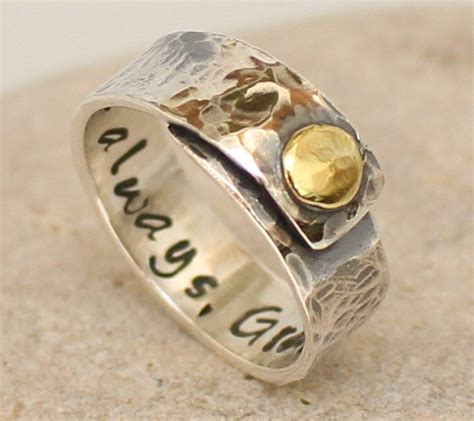 Personalized Sterling Silver Ring..handmade, Hammered Sterling Silver Ring.. Men's / Women's ...