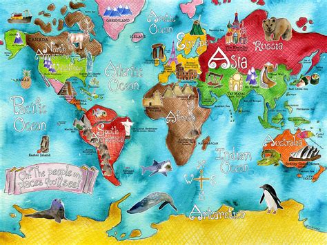 Illustrated Map Of The World For Kids Childrens World Map Printable Images