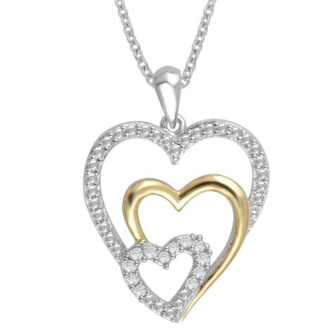 1/10 cttw. Diamond Two-Tone Sterling Silver Heart Necklace | Shop Your ...