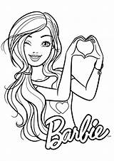 Barbie Making A Heart Symbol With Her Hands  Coloring Pages sketch template