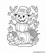 Thanksgiving Pumpkin Scarecrow Coloring Pages  sketch template