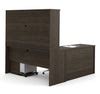 Premium Double Pedestal L-shaped Desk with Hutch in Dark Chocolate - OfficeDesk.com