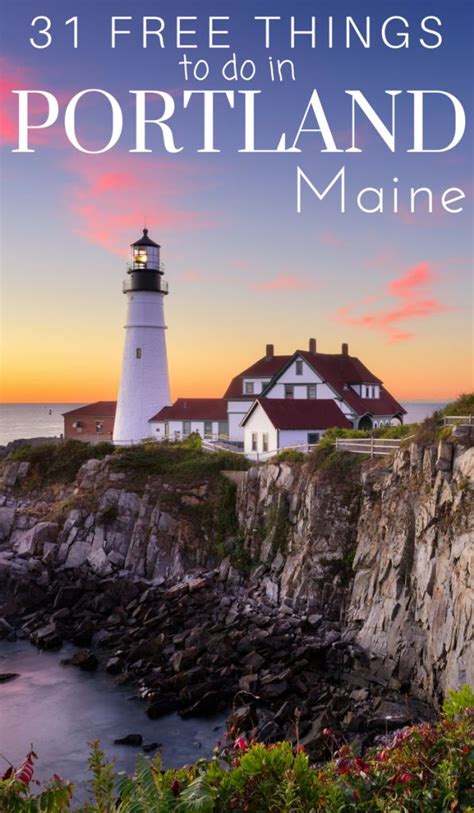 a lighthouse with the words 31 free things to do in portland maine on it's cover