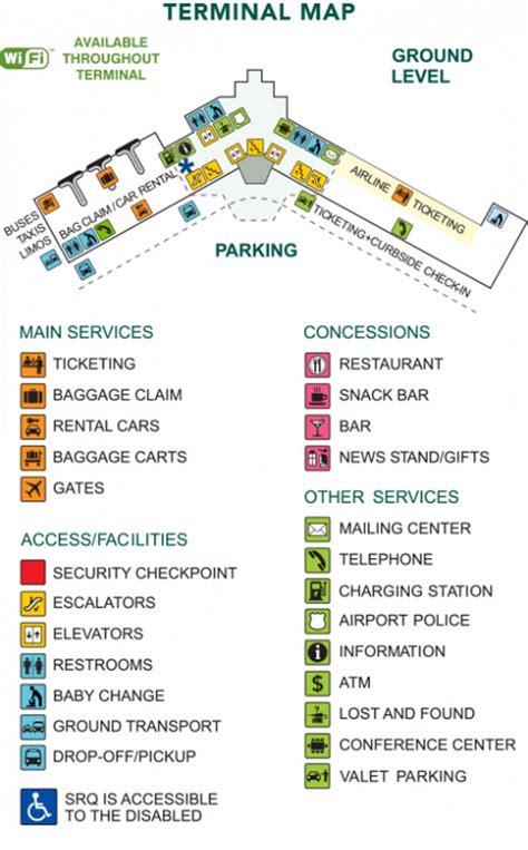 Sarasota-Bradenton Airport Map (SRQ) - Printable Terminal Maps, Shops ...