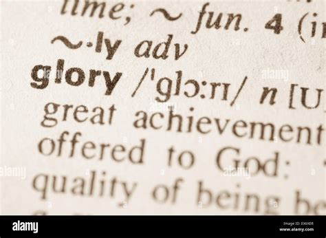 Definition of word glory in dictionary Stock Photo - Alamy