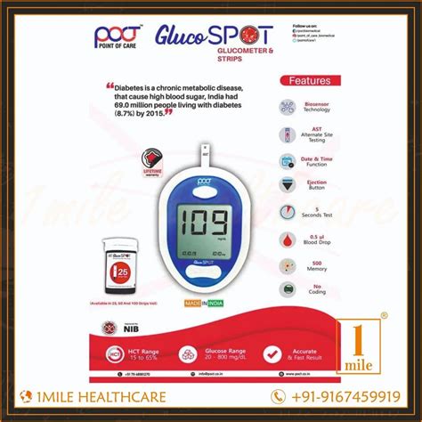 POCT Glucospot Blood Glucose Monitor Meter Kit . Glucometer Sugar Check ...