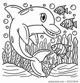 Dolphin Animal Coloring Page For Kids  Stock Illustration 93515849 sketch template