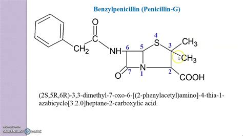 Drawing of Penicillin Structure | Benzylpenicillin, Phenoxymethylpenicillin - YouTube